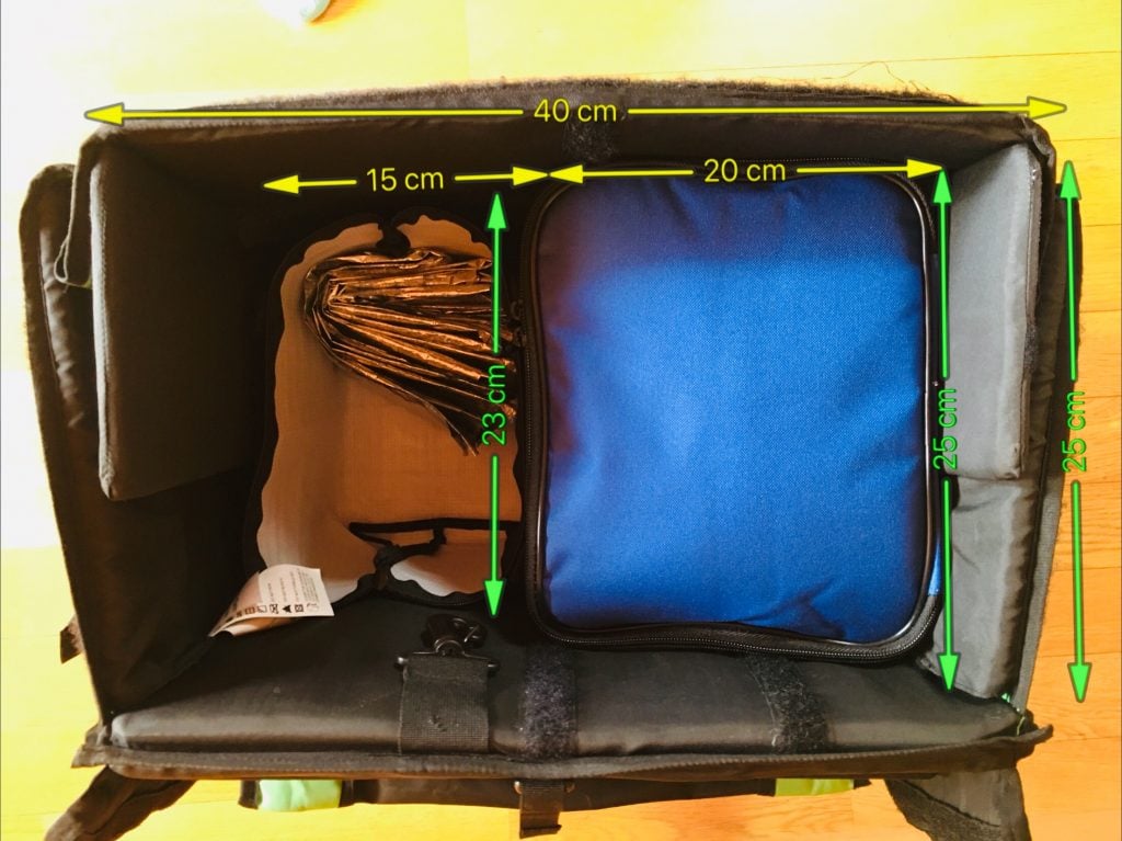 ウバッグ、インナーバッグサイズ比較　装着