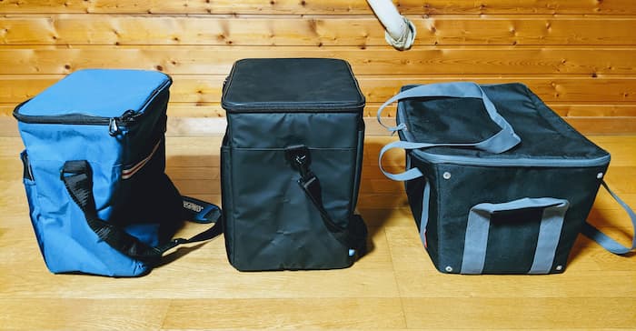 サーモスバッグ　15L　20L　25L　比較　横から