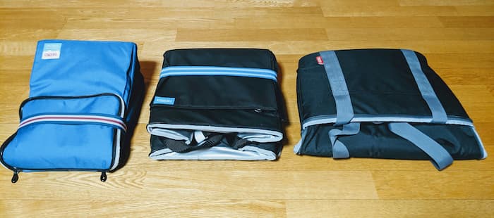 サーモスバッグ　15L　20L　25L　比較　折りたたんだ状態